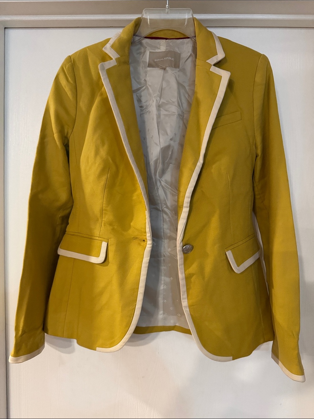 Banana Republic Mustard Yellow Blazer with Cream Trim